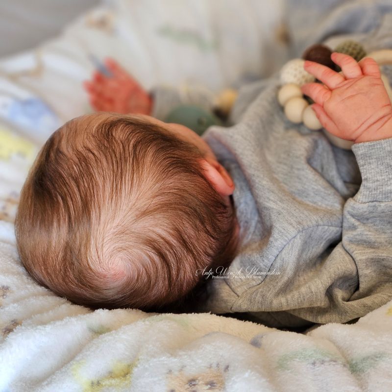 Reborn Baby Allessandro – Nahaufnahme Hinterkopf mit Haaren, Cassie LoveBrace