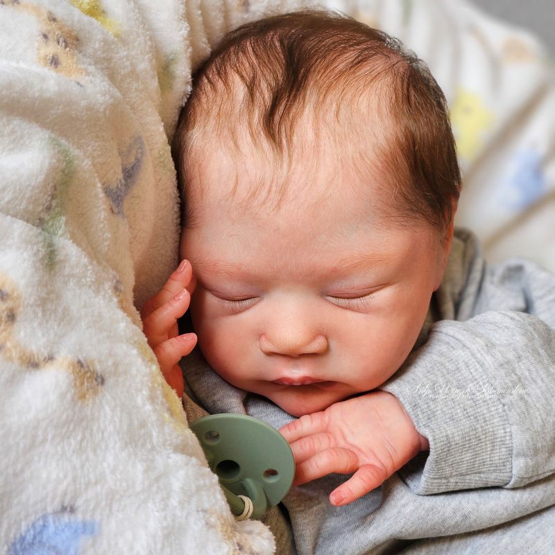 Reborn Baby Allessandro – Großaufnahme Kopf Haare Nahaufnahme, Cassie LoveBrace